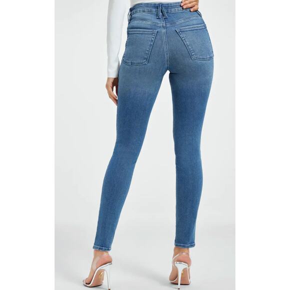 Good American Power Stretch‎ Pull-On Skinny Jeans Mid-Indigo Size Small - Picture 3 of 10